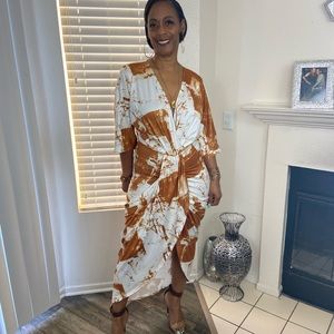 Cappuccino Venetian Ruched Bodycon Dress